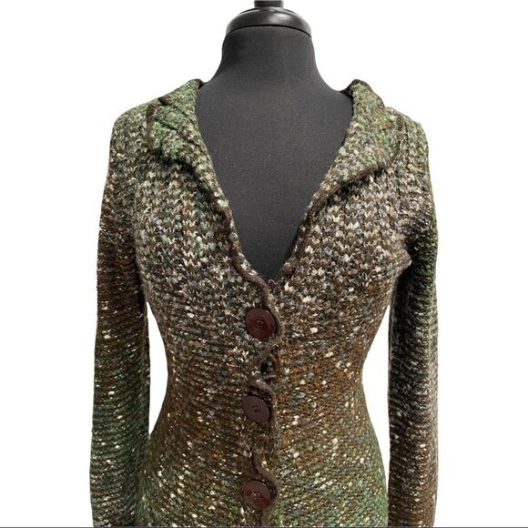 BCBGMaxAzria Ombre Knit Button Front Cardigan Sweater Brown Green Size M - Picture 2 of 13